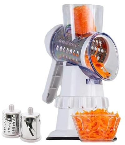 Rotierende Käsereibe, 3 In 1 Gemüsehobel Multifunktionaler Gemüseschneider Lebensmittelreibe Lebensmittelzerkleinerer Küchenzubehör Für Gemüse, Obst, 19.5x13.2x21.7cm