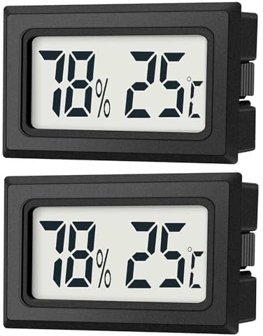 JEDEW 2er-Set Mini Digitale Thermometer-Hygrometer, Innen Temperatur- und Luftfeuchtigkeitmessgerät für Innenraum Gewächshaus Luftbefeuchter Reptilien, Großer LCD-Bildschirm Zentigrad ℃ (2)