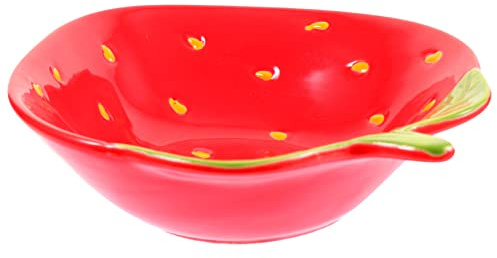 Kleine Keramikschale Rote Erdbeerform Weihnachten Event für Desserts | Glatte Oberfläche, Fruchtiges Druckmuster, Mikrowellengeeignet, für Café, Zuhause, Partys und Obst