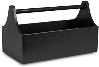 Pinus - Werkzeugkiste Holz, Aus Naturbelassenem Zirbenholz, Holzkiste mit Griff, Werkzeugkasten Holz, Werkzeugträger, Ideal für Dekorationen Aller Art. - Schwarz