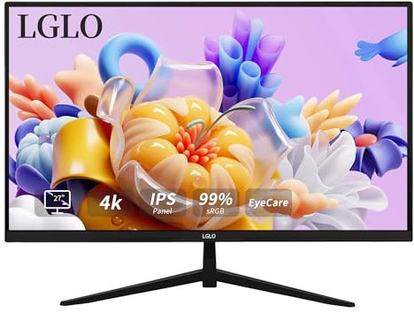 LGLO Monitor 4K UHD (3840 x 2160) de 27 pulgadas, modo dual 4K @60Hz/2K @144Hz, panel IPS, diseño sin bordes, HDR400, 99% sRGB, monitor de trabajo y juegos para diseñadores, oficina y juegos de PC con
