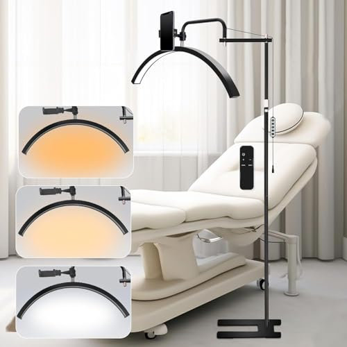 CCDSR Halbmond Lampe für Wimpernverlängerungen, Halbmond Wimpern Lampe für Wimperntechnik, Faltbare Wimpern-Bodenlampe für Wimpernverlängerungen, für Nail Tech, Beauty, Tattoo Künstler (schwarz)