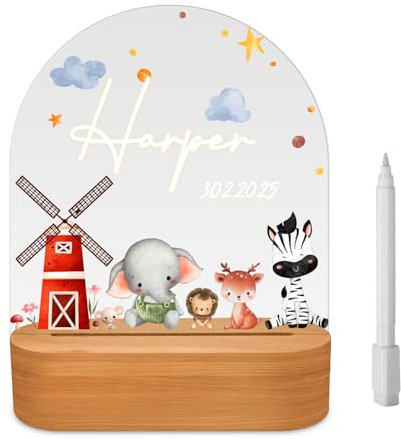 CENOVE Personalisiertes Nachtlicht für Babys, Individuelle Nachttischlampe für Kinder, Personalisierte Geschenke Kinder, Niedliche Nachtlampe, Geschenk zur Geburt
