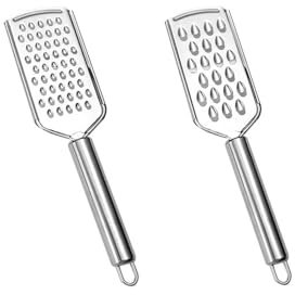Husxura 2 Pack Stainless Steel Hand Held Cheese Grater - Mini Cheese Grater - Carrot Hand Grater - for Chocolate,Vegetables,Fruits,Ginger & Garlic etc