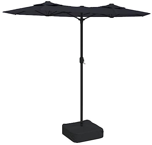 Genérico Wenjingqi Ombrellone doppio da giardino nero 316 x 240 cm, nero 362967