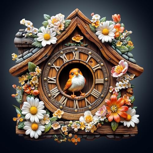 WOODBESTS Holzpuzzle Erwachsene, Uhr Vogel Holzpuzzles, 270 Teile Holz Puzzle, Unregelmäßige Einzigartige Tierform Puzzle, Schön Geschenke für Puzzleliebhaber (34 * 33.5cm)