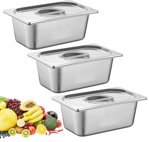Plat Four Rectangulaire,Set De 3 17.6 * 10.8cm Récipient Gastronorme Avec Couvercle,Plats à Four en Acier Inoxydable,Récipient-Gastronorme En Inox Pour Plats,Schnitzel,Poisson,Gâteaux,Nourriture