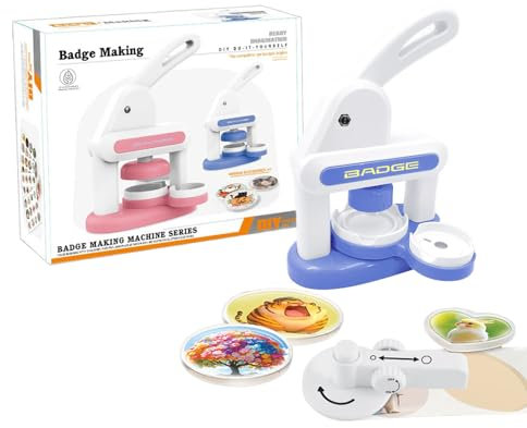 Buttonmaschine Set 55mm & 35mm - DIY Button Maker für Kinder & Erwachsene – Bastelset zum Buttons Selber Machen – Anstecker, Schlüsselanhänger, Kühlschrankmagnete, Herz-Buttons – Magnet Maker