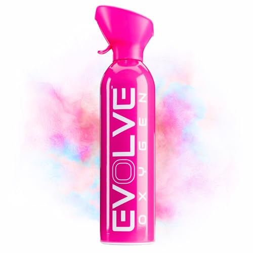 EVOLVE 22-Litre Sports & Fitness Pure Oxygen Canister with Breathing Cup | Pink | Portable Oxygen Can | Ideal for Gym Workouts, Running & Sport | Made in Britain (Pink)