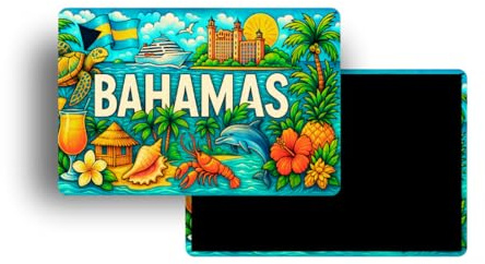 Kühlschrankmagnete – 120 Länder zur Auswahl – Touristische Souvenirs – Länder der Welt – Dekorative Kühlschrankmagnete – Reisegeschenk – Traditioneller Stil – 5,4 x 7,8 cm – 1 Stück (Bahamas)