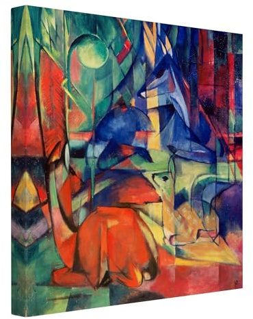 micasia Leinwandbild Franz Marc Kunstdruck Bild Leinwand Wanddeko - Made in Germany - Kunstkopie Abstrakt bunt Wohnzimmer Schlafzimmer Canvas 2705 (40x40cm)