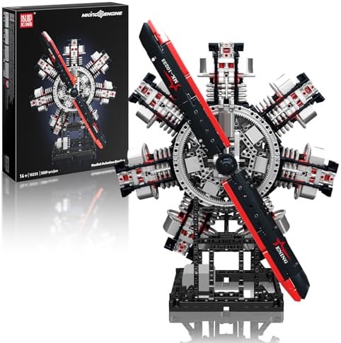 Mould King Technik Radialflugmotor Bausteine Modell, Engine Modellbausatz Klemmbausteine für Erwachsene, MOC Benzinmotor als Spielzeug/Geschenk/Sammlerstücke (3089 Teile)