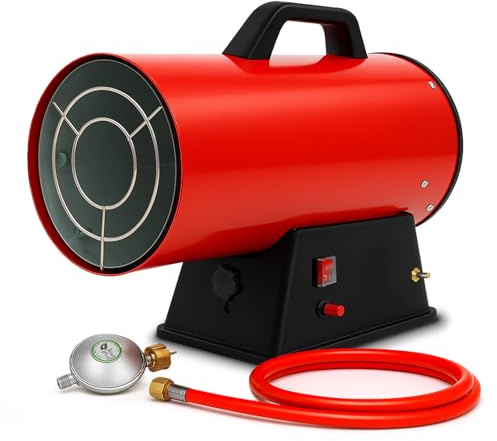 EBERTH Direkt gasvärmare 30 kW (med gasrör och tryckregulator, överhettningsskydd, integrerad termostat, piezoelektrisk tändning 230 V, bärhandtag)