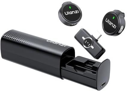 ULANZI A21 microfono wireless professionale per cellulare, Mini microfono USB C, Durata batteria 30H, Microfono bluetooth per video social,portata 100 m, Compatibile con iPhone17 16 15