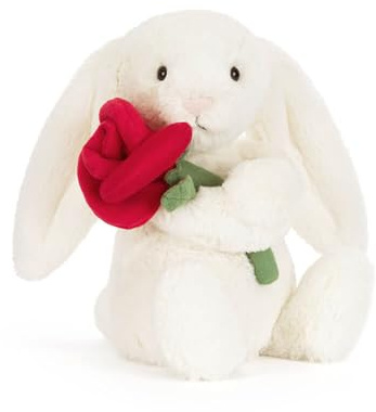 Jellycat Cream Bunny With Rose - Valentine's Day 2026 Limited Edition