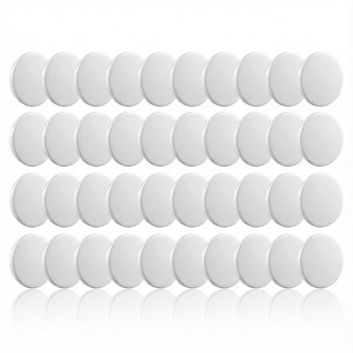 Hopzab 40 Pcs 35mm White Plastic Hinge Hole Cover Caps, Hinge Hole Filler Plugs for Kitchen Cabinets, Wall Cupboards, and Furniture, Round Flush Type Blanking Cover Caps for Doors