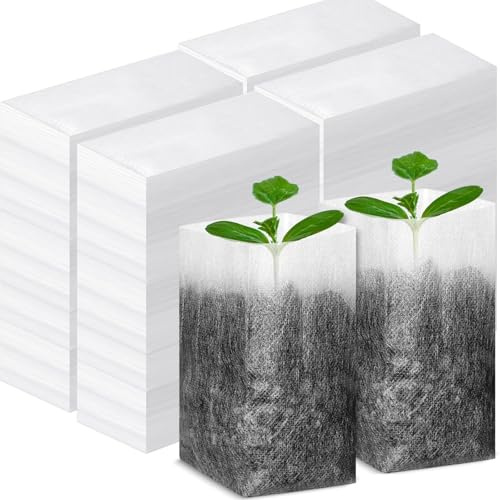 600 Piezas Bolsas de Cultivo de Plantas, Bolsas de Vivero Planta de Tela no Tejida, Bolsa de Tela para Macetas, Biodegradable, Transpirable, para Verduras, Flores y Frutas en Granjas (10.5×14.5 cm)