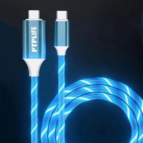 Cavo USB C a USB C LED 60W, 1M, cavo di ricarica rapida PD USB C con effetto luminoso, compatibile con iPhone 17/16, Samsung S24/S23, Huawei - Per auto e casa (Blu)