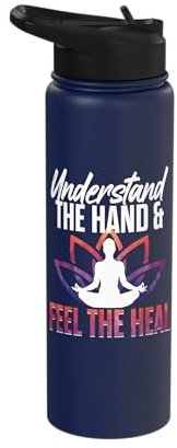 Understand The Hand Feel The Heal Yoga Reiki Stainless Steel Insulated Water Bottle