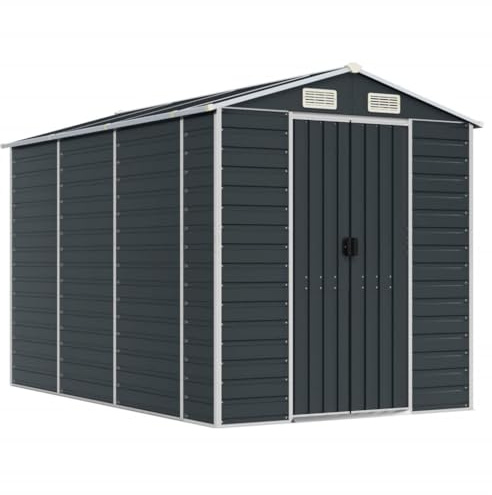 Roanoer Capanno da giardino antracite, 191 x 300 x 198 cm, in acciaio zincato, design moderno con tetto inclinato e aperture di ventilazione, casetta per attrezzi da giardino, mobili e legna da ardere