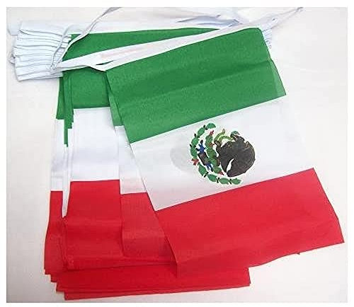 AZ FLAG Guirnalda 6 Metros, 20 Banderas de México 21x15 cm, Bandera Mexicana 15 x 21 cm - Banderines