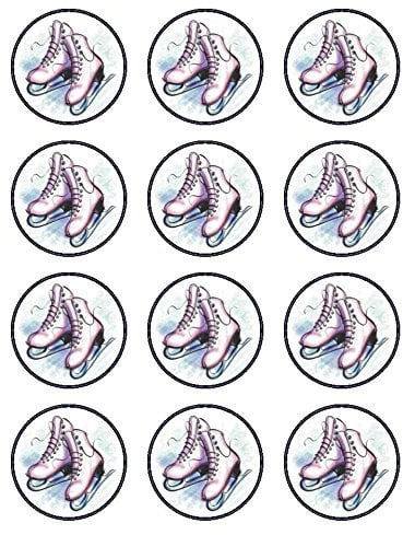 24 Ice Skates Edible Rice Card Fairy Cake Toppers