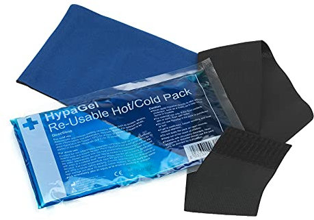 Safety First Aid Group HypaGel Reusable Standard Hot/Cold Gel Therapy Pack for Sports First Aid, Pain Relief with Compression Cuff - microwave and freezer-safe