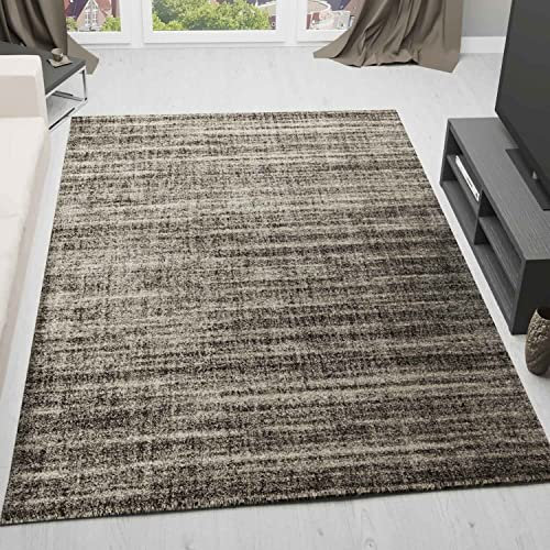VIMODA Teppich kurzflor Modern dichter melierter Braun Weiß für Wohnzimmer, Schlafzimmer, kinderzimmer, Maße:200x290 cm