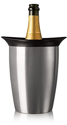 Vacu Vin Champagne Cooler – Stainless Steel Active Bottle Chiller – Includes Removable Cooling Sleeve – Keeps Champagne Cold for Hours – Stylish & Reusable Ice-Free Tabletop Cooler