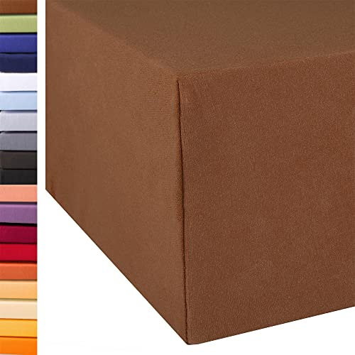 aqua-textil Exclusiv Spannbettlaken 180x200-200x220 cm Schoko braun Jersey Baumwolle 230g/qm Spannbetttuch Elastan Laken