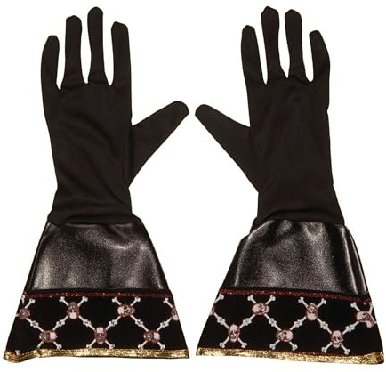 W WIDMANN MILANO Party Fashion 7094G - Handschuhe Piraten, Kunstleder, Schwarz, Halloween, Karneval, Mottoparty