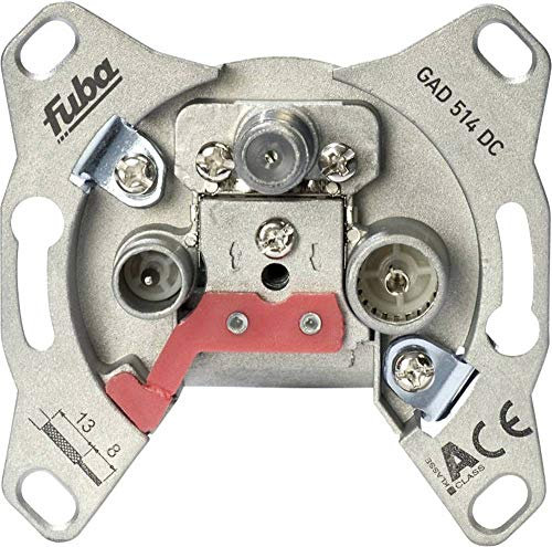 Fuba GAD 514 DC Antennendose 3-Loch - SAT Kabelfernsehen DVB-T Radio - Unicable-tauglich - Unterputz Antennensteckdose Durchgangsdose 14dB rückkanaltauglich (DC-Pass, F-Buchse/IEC-Stecker/IEC-Buchse)