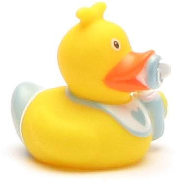 DUCKSHOP I Mini Badeente Baby Junge I Quietscheente I L: 5 cm