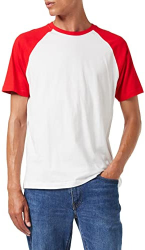 Build Your Brand Raglan Contrast Tee T-Shirt Homme, Blanc/Rouge, XX-Large