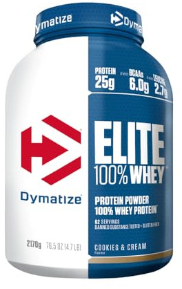 Dymatize Elite Whey Cookies & Cream 2,1 kg - High Protein Low Sugar Powder + Whey Protein and BCAAs