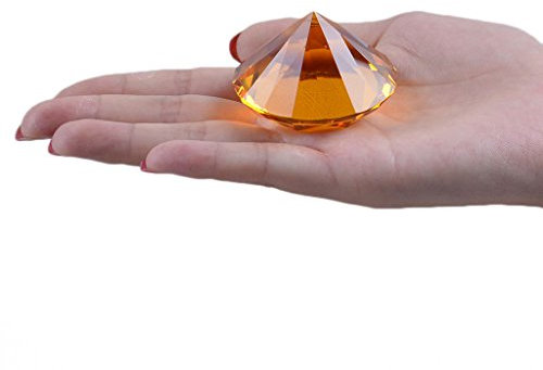 Kristalldiamant-Briefbeschwerer von Longwin, 50 mm breit, Dekoration für zu Hause oder für Veranstaltungen, einheitliche Farbe, bernsteinfarben