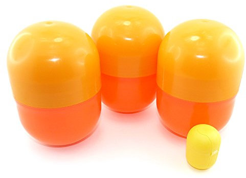 Kinder Überraschung, 3 Super Maxi Ei Kapseln, die größten die es gibt in gelb / orange (14cm hoch und 9cm Durchmesser)