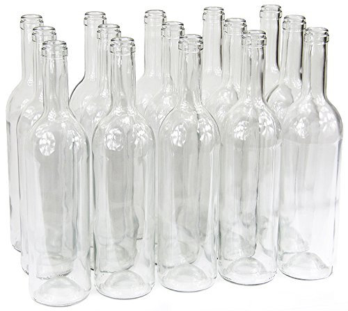 Weinflasche 750 ml ohne/mit Korken Glasflasche Leere Flasche Likör Wein 3 Farben (24 STK. ohne Korken, Weiß)