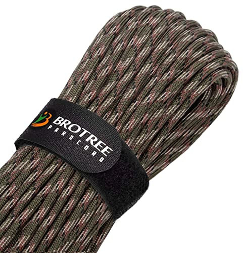 Brotree Paracord 4mm 30M 9 Stränge 100% Nylon Seil Schnüre Typ III für Survival, Outdoor, Heimwerken - Bruchlast 280kg (Wald Tarnung)
