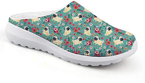 chaqlin Floral Mops Mesh Wanderschuhe Frauen Sommer Clog atmungsaktive Hausschuhe Loafer Garten Schuhe Strand Slip-on Größe 41