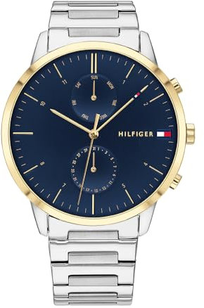 Tommy Hilfiger Multi Zifferblatt Quarz Uhr für Herren mit Silbernes Edelstahlarmband - 1710408