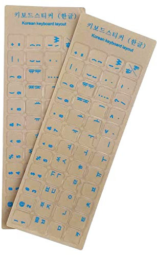 KEANBOLL 2 Stück transparente koreanische Tastatur-Aufkleber, koreanische Tastatur-Aufkleber mit transparentem Hintergrund und Blauer Schrift für Computer Notebook Laptop Desktop Tastaturen