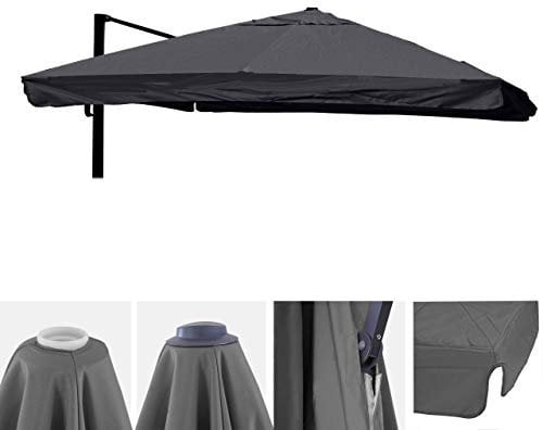 Ersatz-Bezug für Luxus-Ampelschirm HWC-A96 mit Flap, Sonnenschirmbezug, 3x4m (Ø5m) Polyester 4kg - anthrazit