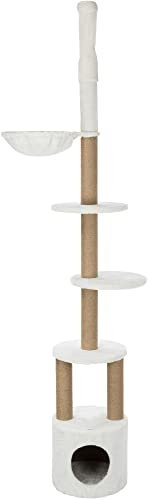 TRIXIE Kratzbaum Aurelio 220 – 250 cm in weiß – deckenhoher Katzenbaum verstellbar mit gemütlichen Liegeflächen, komfortabel & stabil – 44072