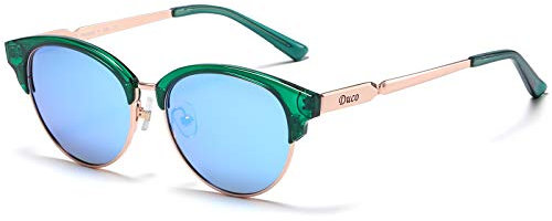 DUCO Damen Sonnenbrille Polarisiert Sonnenbrillen mit UV400 Schutz modisch Designer Sonnenbrille Großer Metall Rahmen DC1221
