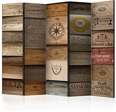 murando Raumteiler Foto Paravent Retro Vintage 225x172 cm beidseitig auf Vlies-Leinwand Bedruckt Trennwand Spanische Wand Sichtschutz Raumtrenner Design Holzoptik Aufschrift Weinberg f-A-0540-z-c