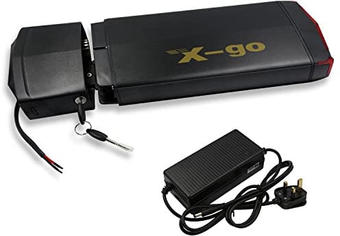 X-go 36V 13Ah Rear Rack Ebike Battery - Lithium-ion Battery for 750W 500W 350W 250W Bafang Mid Drive and Voilamart AW and Other Motor, for 26-28 Conversion Kit V-brake