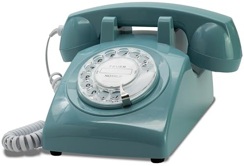 Opis 60s Cable: Telefono fisso vintage da casa, telefono a rotella stile anni '80, per un tocco classico Azzurro