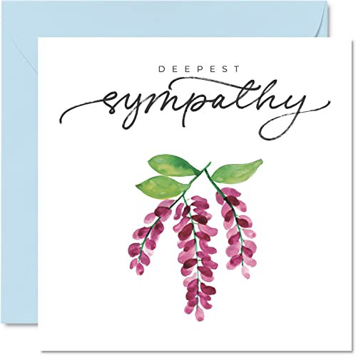 Stuff4 Trauerkarten mit Aufschrift Thinking of You – tiefste Trauerkarte – florale Beileidskarte, Trauerkarten für Erwachsene, Trauer und Trauer, 145 mm x 145 mm Blumen Trauer