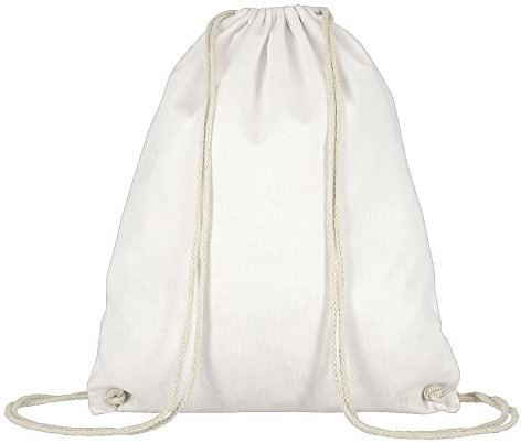 Veproli Baumwoll Turnbeutel Sportbeutel Zuziehbeutel Gymsack Sack Jute Schule Rucksack (Weiß)